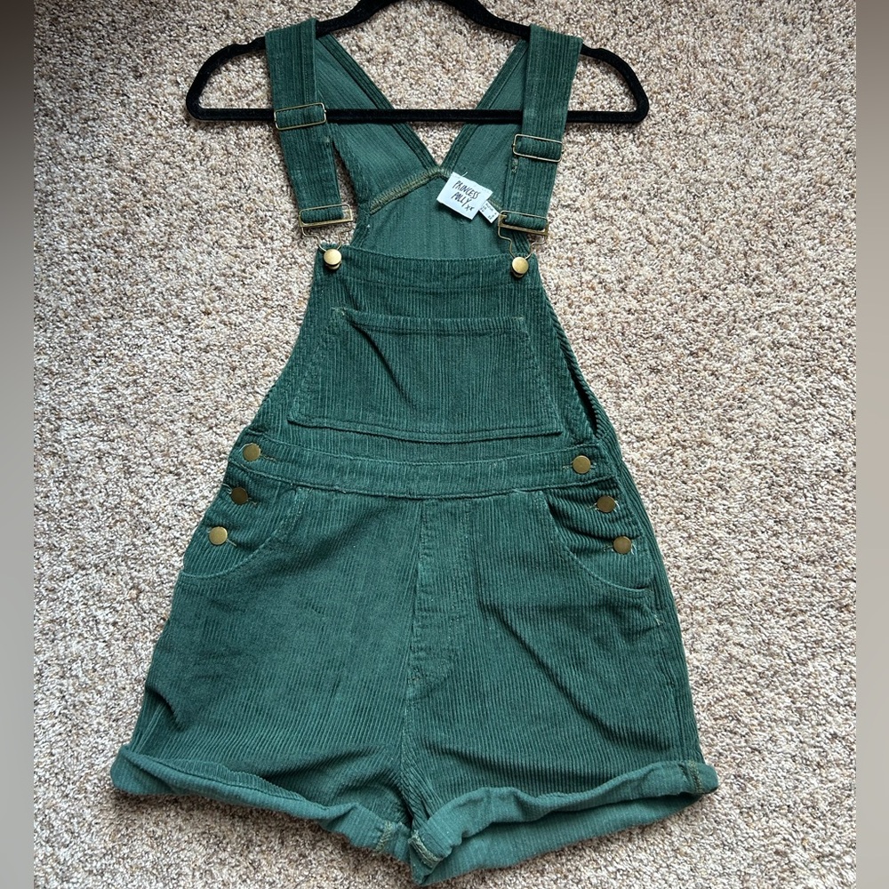 Princess Polly Forest Green - Kacey Short Overalls (Corduroy)